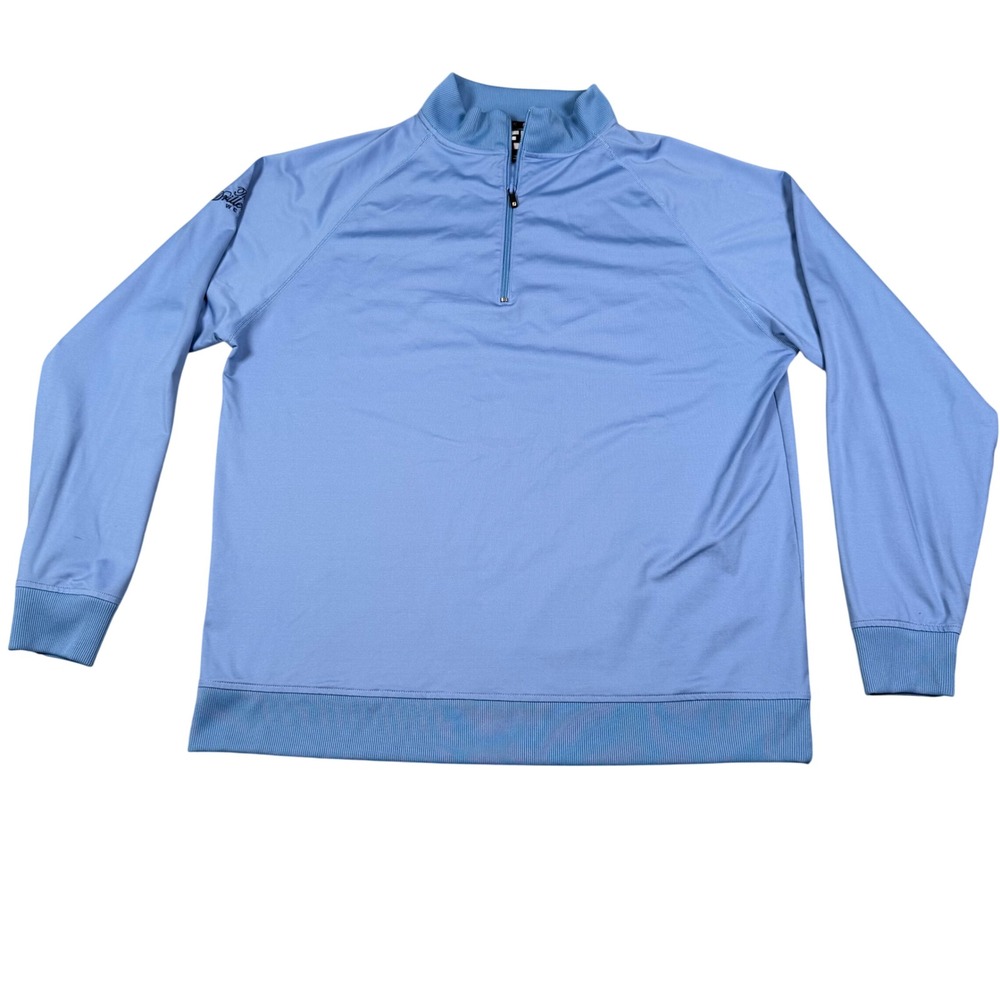 FootJoy Mens XL Blue 1/4 Zip Golf Pullover Driller Cup West Long Sleeve